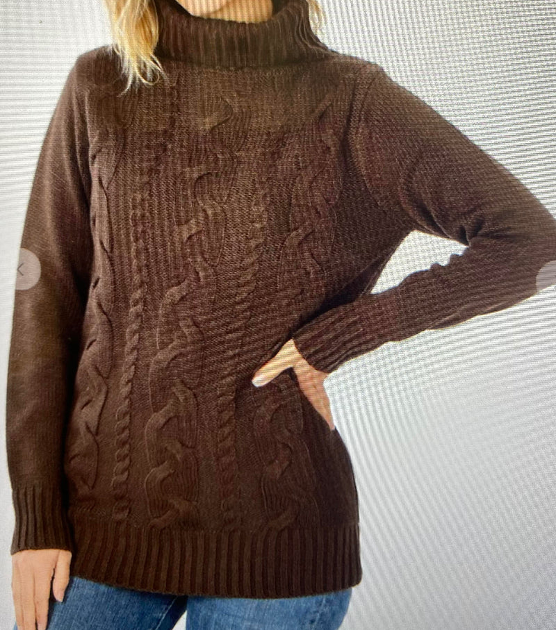 Jersey de cuello alto color chocolate